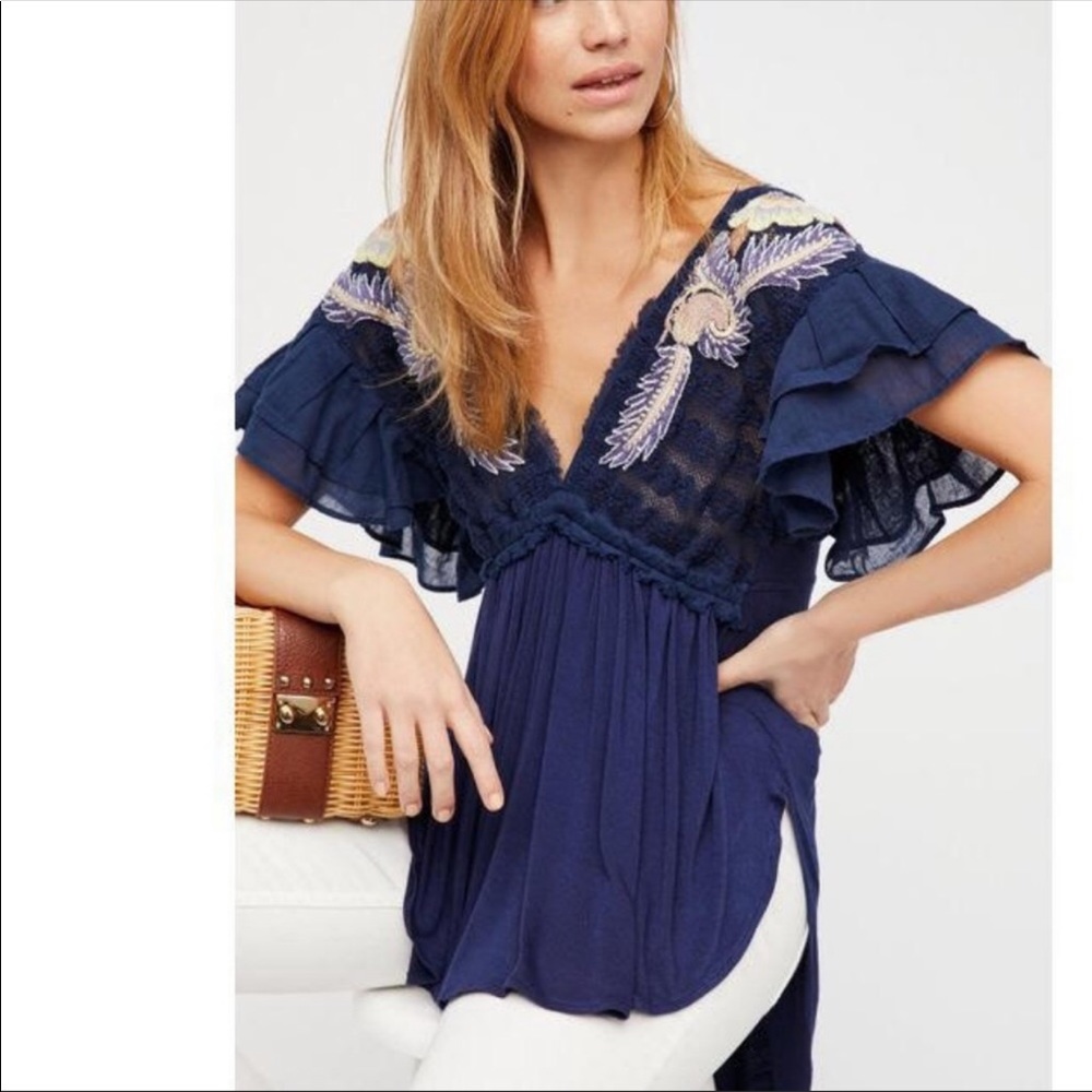 NWT Free people embroidered tee